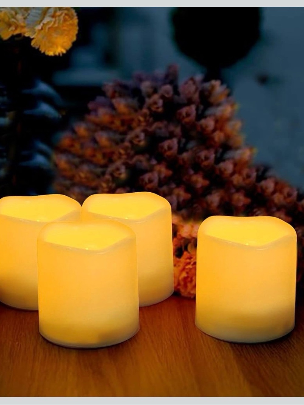 Set of 4 3” Flameless Candles - Warm Yellow battery powered. BNIB unused.